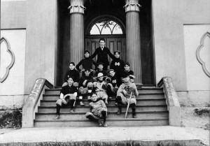 Calais Academy baseball squad CHS 1906 on rail