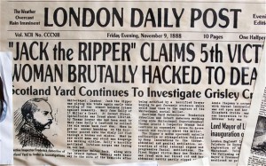 D23FPW The London Post November 9th 1888 Clippings of the Fifth and final victim of the notorious serial killer Jack the Ripper. Image shot 01/2013. Exact date unknown.